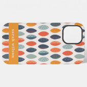 Cute Oranje Blue Custom Leafy Botanical Pattern iPhone Hoesje (Achterkant horizontaal)