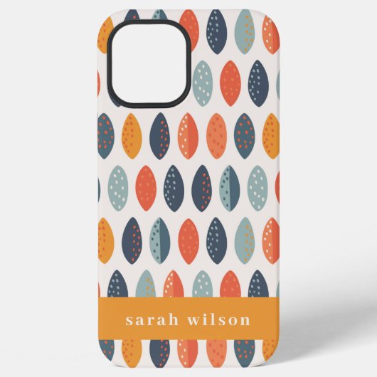 Cute Oranje Blue Custom Leafy Botanical Pattern iPhone Hoesje (Achterkant)