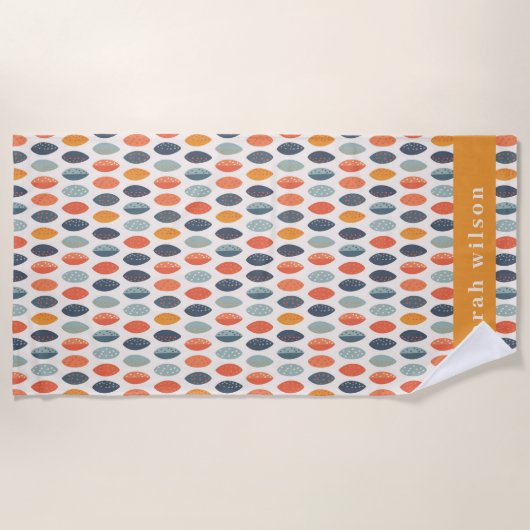 Cute Oranje Blue Custom Leafy Botanical Pattern Strandlaken (Voorkant)