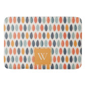 Cute Oranje Blue Leafy Botanical Monogram Patroon Badmat (Voorkant)