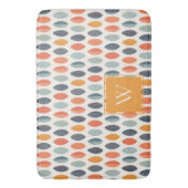 Cute Oranje Blue Leafy Botanical Monogram Patroon Badmat (Voorkant Verticaal)