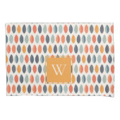 Cute Oranje Blue Leafy Botanical Monogram Patroon Kussensloop (Voorkant)