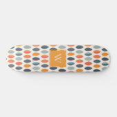 Cute Oranje Blue Leafy Botanical Monogram Patroon Persoonlijk Skateboard (Horizontaal)