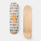 Cute Oranje Blue Leafy Botanical Monogram Patroon Persoonlijk Skateboard (Voorkant)
