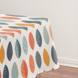 Cute Oranje Blue Leafy Botanical Monogram Patroon Tafelkleed