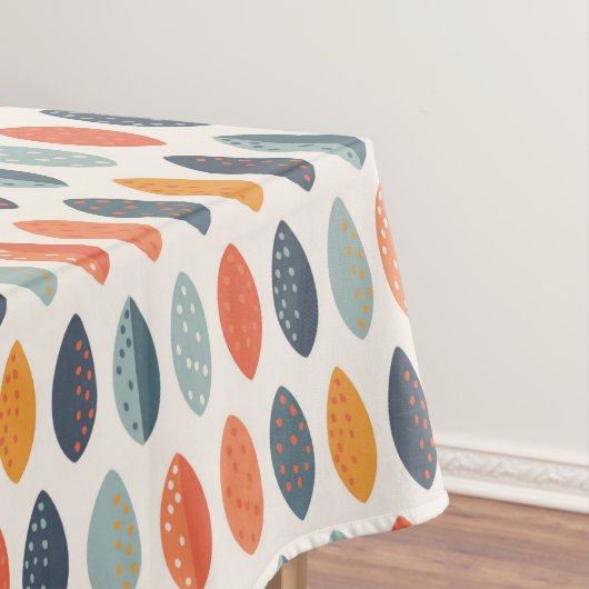 Cute Oranje Blue Leafy Botanical Monogram Patroon Tafelkleed (Voorbeeld)