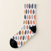 Cute Oranje Blue Ochre Leafy Botanical Pattern Sokken (Links - buitenkant)