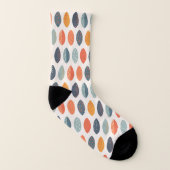 Cute Oranje Blue Ochre Leafy Botanical Pattern Sokken (Rechts - buiten)