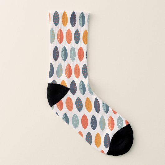 Cute Oranje Blue Ochre Leafy Botanical Pattern Sokken (Links binnenkant)