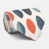 Cute Oranje Blue Ochre Leafy Botanical Pattern Stropdas (Opgerold)