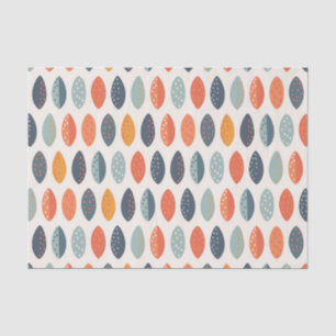 Cute Oranje Blue Ochre Leafy Botanical Pattern Tissuepapier