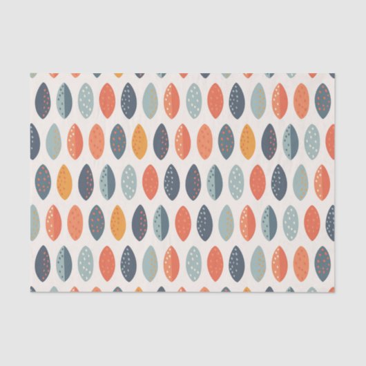 Cute Oranje Blue Ochre Leafy Botanical Pattern Tissuepapier (Voorkant)