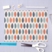 Cute Oranje Blue Ochre Leafy Botanical Pattern Tissuepapier (Craft)