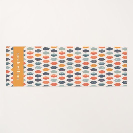 Cute Oranje Blue Ochre Leafy Botanical Pattern Yogamat (Voorkant (horizontaal))