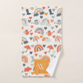 Cute Oranje Blue Spring Rainbow Clouds Pattern Bad Handdoek (Handdoek)