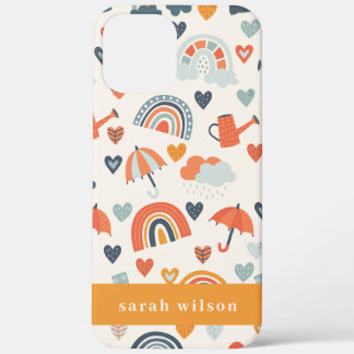 Cute Oranje Blue Spring Rainbow Clouds Pattern Case-Mate iPhone Case