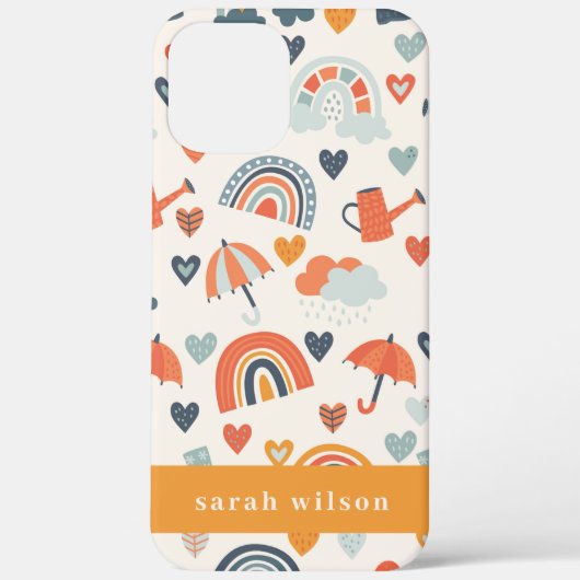 Cute Oranje Blue Spring Rainbow Clouds Pattern Case-Mate iPhone Case (Achterkant)