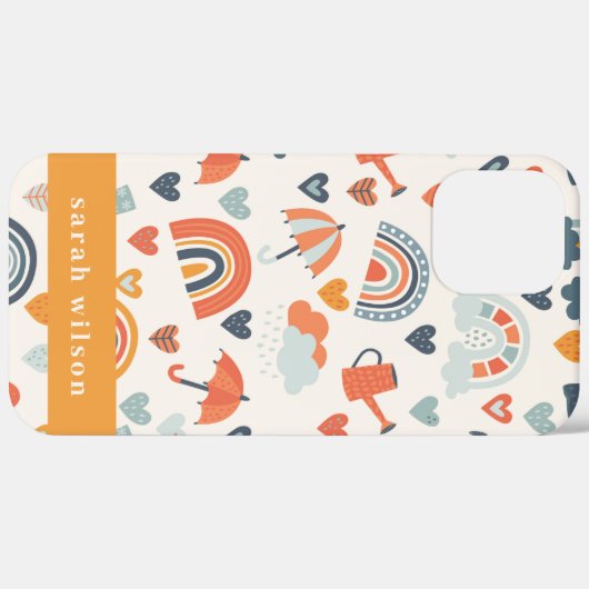 Cute Oranje Blue Spring Rainbow Clouds Pattern Case-Mate iPhone Case (Achterkant / Rechts)