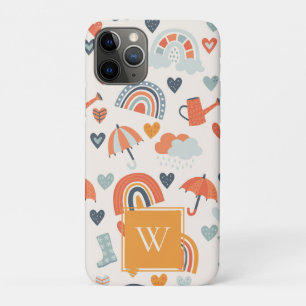 Cute Oranje Blue Spring Rainbow Clouds Pattern Case-Mate iPhone Case