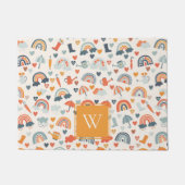 Cute Oranje Blue Spring Rainbow Clouds Pattern Deurmat (Voorkant)
