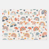 Cute Oranje Blue Spring Rainbow Clouds Pattern Inpakpapier Vel (Voorkant)
