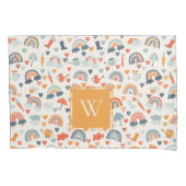 Cute Oranje Blue Spring Rainbow Clouds Pattern Kussensloop (Voorkant)