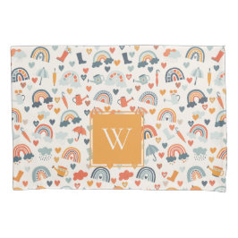 Cute Oranje Blue Spring Rainbow Clouds Pattern Kussensloop