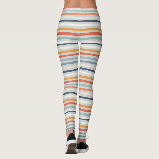 Cute Oranje Blue Spring Rainbow Clouds Pattern Leggings (Achterkant)