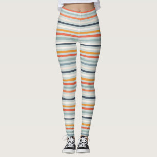 Cute Oranje Blue Spring Rainbow Clouds Pattern Leggings