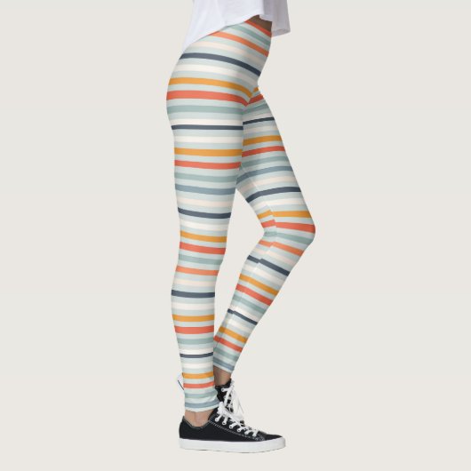 Cute Oranje Blue Spring Rainbow Clouds Pattern Leggings (Rechts)
