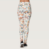 Cute Oranje Blue Spring Rainbow Clouds Pattern Leggings (Achterkant)
