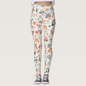 Cute Oranje Blue Spring Rainbow Clouds Pattern Leggings (Voorkant)