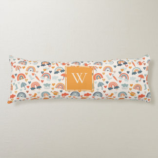 Cute Oranje Blue Spring Rainbow Clouds Pattern Lichaamskussen