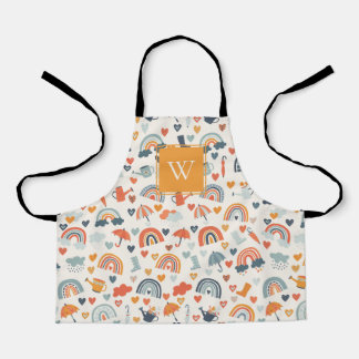 Cute Oranje Blue Spring Rainbow Clouds Pattern Schort