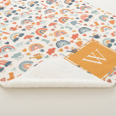 Cute Oranje Blue Spring Rainbow Clouds Pattern Sherpa Deken (3/4)