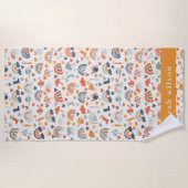 Cute Oranje Blue Spring Rainbow Clouds Pattern Strandlaken (Voorkant)