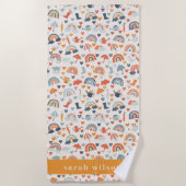 Cute Oranje Blue Spring Rainbow Clouds Pattern Strandlaken (Voorkant)