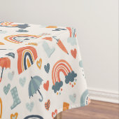 Cute Oranje Blue Spring Rainbow Clouds Pattern Tafelkleed (Voorbeeld)