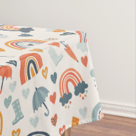 Cute Oranje Blue Spring Rainbow Clouds Pattern Tafelkleed