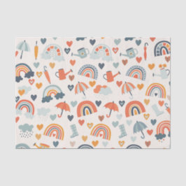 Cute Oranje Blue Spring Rainbow Clouds Pattern Tissuepapier