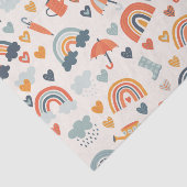 Cute Oranje Blue Spring Rainbow Clouds Pattern Tissuepapier (Detail)