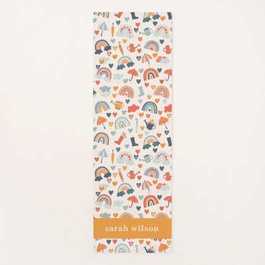 Cute Oranje Blue Spring Rainbow Clouds Pattern Yogamat (Voorkant)