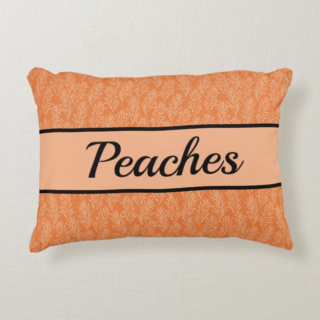 Cute Oranje Botanical Gepersonaliseerd Pet Accent Kussen (Voorkant)