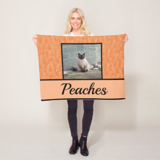 Cute Oranje Botanical Gepersonaliseerd Pet Fleece Deken