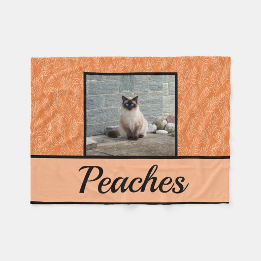 Cute Oranje Botanical Gepersonaliseerd Pet Fleece Deken (Voorkant (Horizontaal))