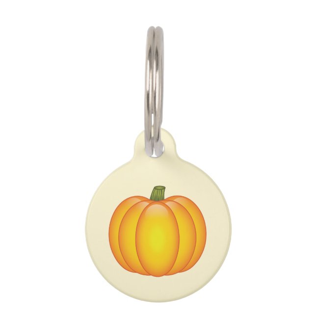 Cute Oranje Cartoon Herfst Pumpkin en Pet's info Huisdierpenning (Voorkant)