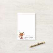 Cute oranje cartoon kat naam post-it® notes (Op bureau)