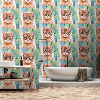 Cute Oranje Cat Behang