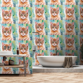 Cute Oranje Cat Behang