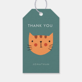 Cute Oranje Cat Birthday bedankt Cadeaulabel